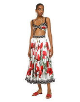 Poppy-print twill top with knot detail - | Dolce & Gabbana