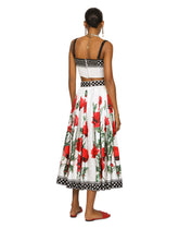 Poppy-print twill top with knot detail - | Dolce & Gabbana