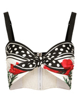 Poppy-print twill top with knot detail - | Dolce & Gabbana