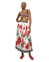 Poppy-print twill top with knot detail - | Dolce & Gabbana