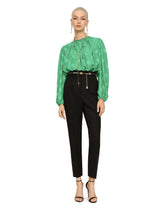 Silk blouse with all-over DG logo - | Dolce & Gabbana