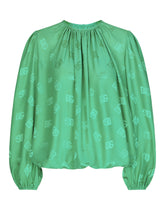 Silk blouse with all-over DG logo - | Dolce & Gabbana