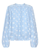 Dévoré satin jacquard blouse with all-over DG logo - | Dolce & Gabbana