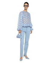 Dévoré satin jacquard blouse with all-over DG logo - | Dolce & Gabbana