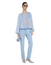 Dévoré satin jacquard blouse with all-over DG logo - | Dolce & Gabbana