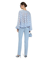 Dévoré satin jacquard blouse with all-over DG logo - | Dolce & Gabbana