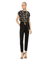 Charmeuse top with all-over DG print - | Dolce & Gabbana