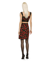 Cherry-print technical jersey top with straps - | Dolce & Gabbana