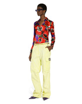 Satin shirt bodysuit with anemone print - | Dolce & Gabbana