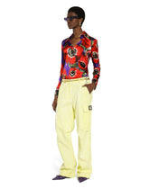 Satin shirt bodysuit with anemone print - | Dolce & Gabbana