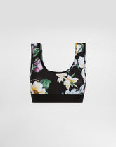 Activewear bra top in floral-print jersey - | Dolce & Gabbana