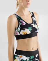 Activewear bra top in floral-print jersey - | Dolce & Gabbana