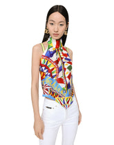 Twill halterneck top with Carretto print - | Dolce & Gabbana