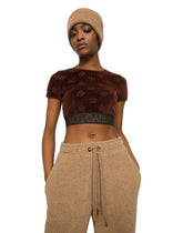 Chenille top with jacquard DG logo - | Dolce & Gabbana