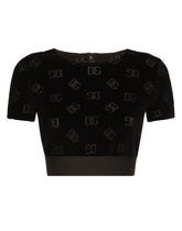 Chenille top with jacquard DG logo - | Dolce & Gabbana