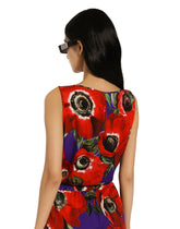 Charmeuse tank top with anemone print - | Dolce & Gabbana