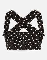 Cotton corset top with polka-dot print - | Dolce & Gabbana