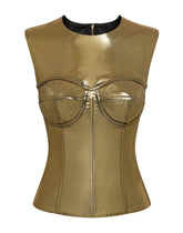Short foiled satin corset top - | Dolce & Gabbana