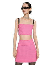 Raschel tweed crop top with straps - | Dolce & Gabbana