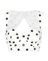 Cotton corset top with polka-dot print - | Dolce & Gabbana