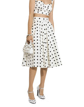 Cotton corset top with polka-dot print - | Dolce & Gabbana