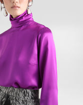 Silk satin sack top with turtle-neck - | Dolce & Gabbana