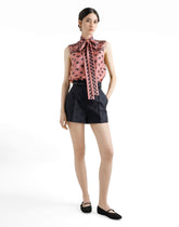 Silk foulard print DG allover logo bow top - | Dolce & Gabbana