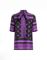DG logo all-over print silk top - | Dolce & Gabbana