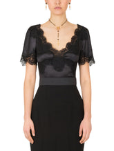 Satin top with lace details - | Dolce & Gabbana