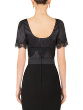 Satin top with lace details - | Dolce & Gabbana