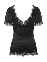 Satin top with lace details - | Dolce & Gabbana
