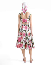 Cotton bralette top with rose print - | Dolce & Gabbana