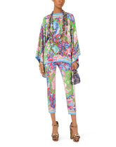 60s-print charmeuse tunic with kimono sleeves - | Dolce & Gabbana