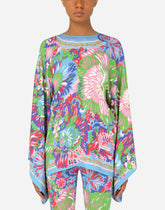 60s-print charmeuse tunic with kimono sleeves - | Dolce & Gabbana