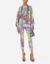 60s-print charmeuse tunic with kimono sleeves - | Dolce & Gabbana