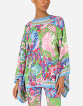 60s-print charmeuse tunic with kimono sleeves - | Dolce & Gabbana