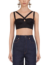 CORSET STYLE BUSTIER TOP IN SHEATH JACQUARD AND LACE - | Dolce & Gabbana