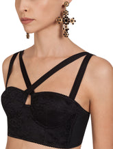 CORSET STYLE BUSTIER TOP IN SHEATH JACQUARD AND LACE - | Dolce & Gabbana