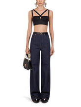 CORSET STYLE BUSTIER TOP IN SHEATH JACQUARD AND LACE - | Dolce & Gabbana