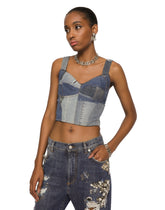 Patchwork denim corset - | Dolce & Gabbana