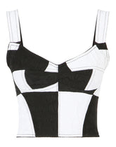Long damier patchwork jacquard bustier top - | Dolce & Gabbana
