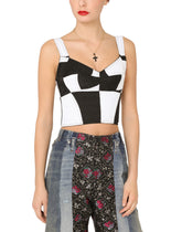 Long damier patchwork jacquard bustier top - | Dolce & Gabbana