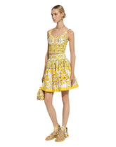 Cotton corset top with majolica print - | Dolce & Gabbana