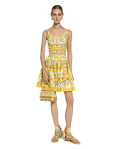 Cotton corset top with majolica print - | Dolce & Gabbana