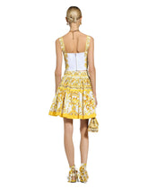 Cotton corset top with majolica print - | Dolce & Gabbana