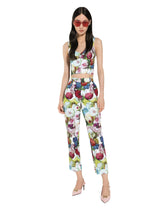 Cotton corset top with nocturnal flower print - | Dolce & Gabbana