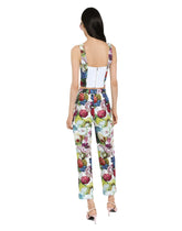 Cotton corset top with nocturnal flower print - | Dolce & Gabbana