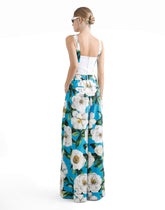Cotton corset top with gardenia print - | Dolce & Gabbana