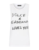 Jersey tank top with Dolce&Gabbana loves you lettering - | Dolce & Gabbana