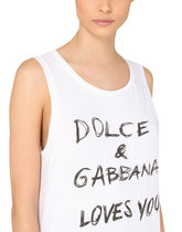 Jersey tank top with Dolce&Gabbana loves you lettering - | Dolce & Gabbana
